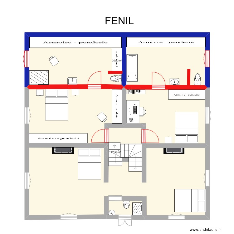 LA BANLE 1er etage-SUGGESTION-10-2022. Plan de 2 pièces et 108 m2