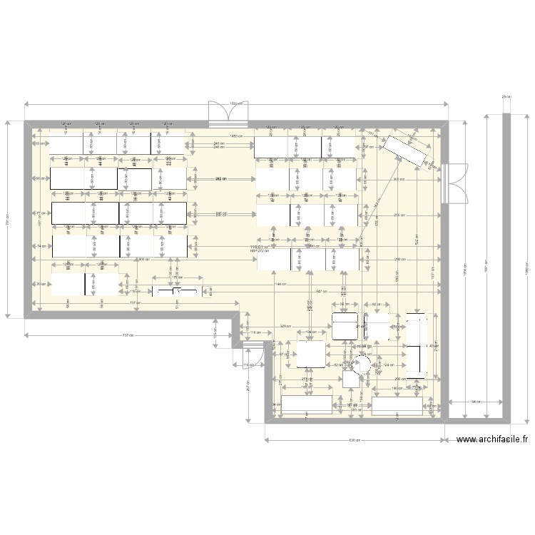 Salle Concoursbis. Plan de 1 pièce et 119 m2