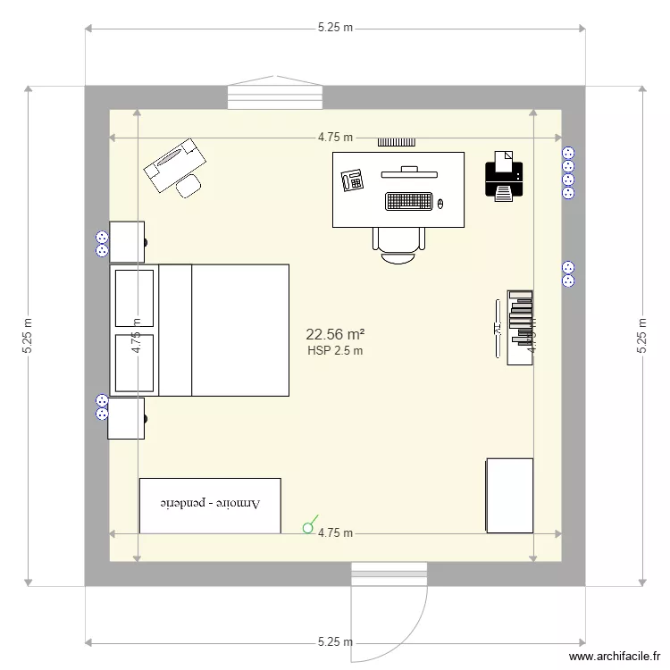 CHAMBRE BUREAU. Plan de 