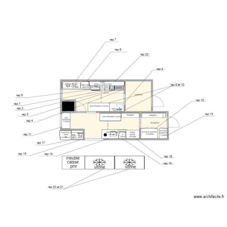 les doigts sucres. Plan de 5 pièces et 35 m2