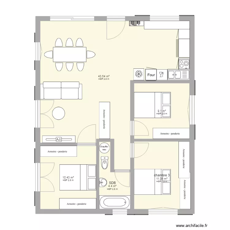 appart arlac v ALI. Plan de 