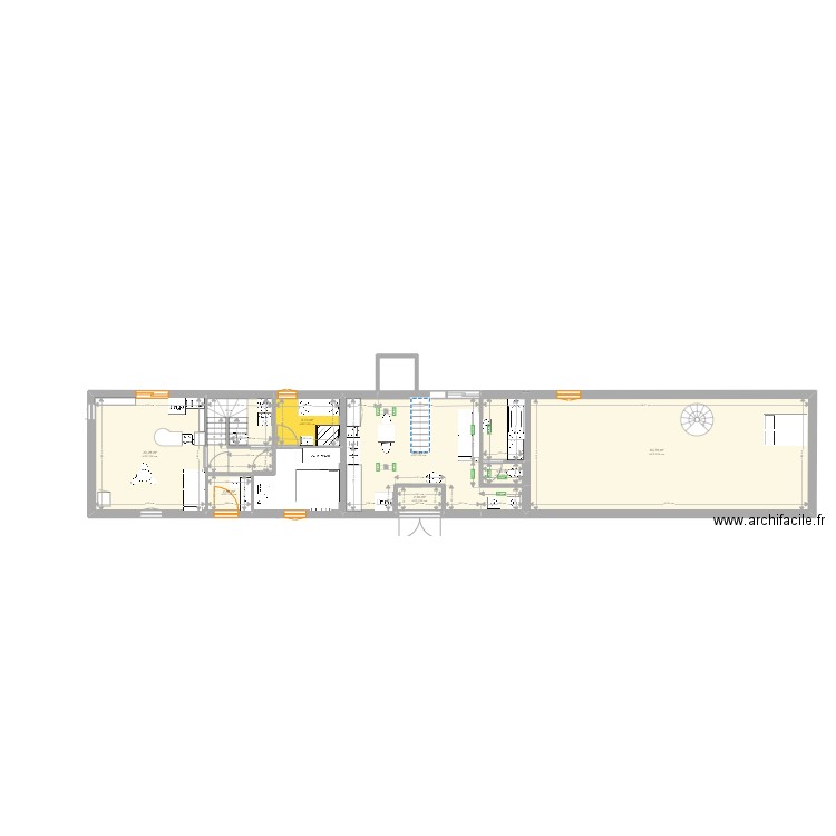 Projet 1 rez de chaussée maison bleue et petite grange version 2. Plan de 8 pièces et 136 m2