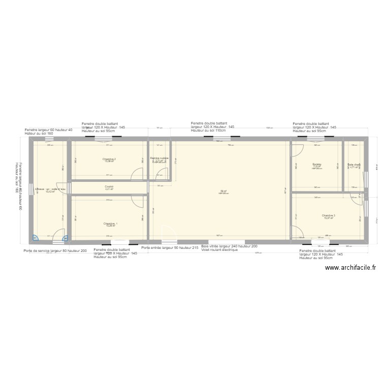 La paillotte version 2. Plan de 9 pièces et 143 m2