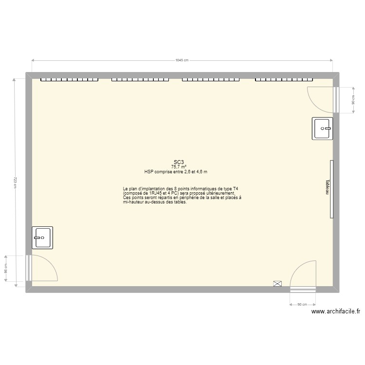 Ste Apo Sc3. Plan de 1 pièce et 76 m2