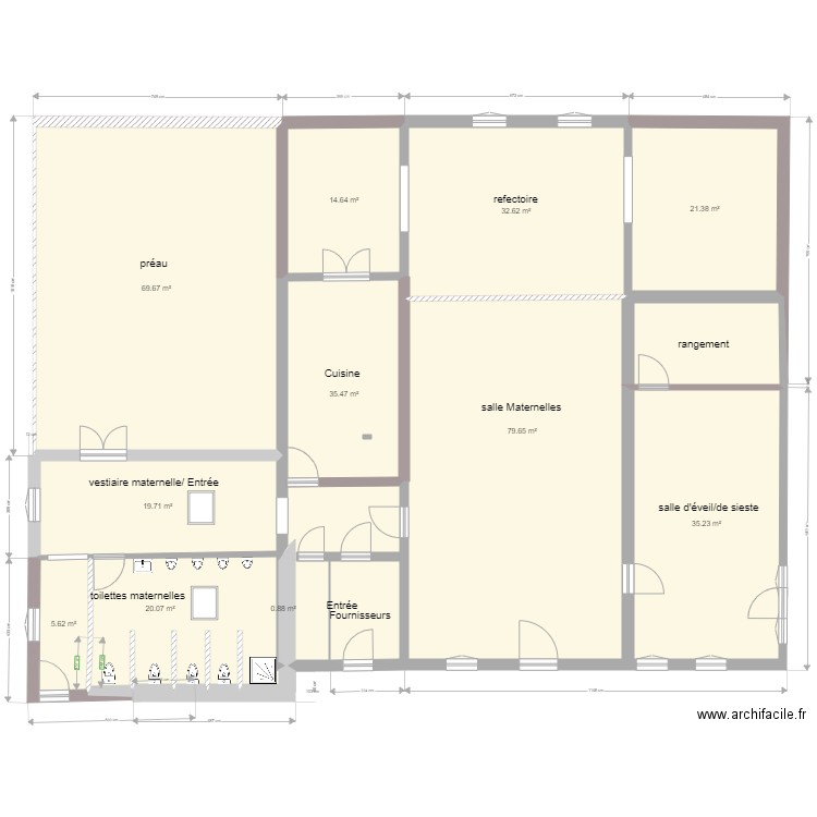 salle paroissiale 1v2. Plan de 0 pièce et 0 m2