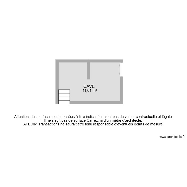 BI 7769 CAVE . Plan de 1 pièce et 12 m2