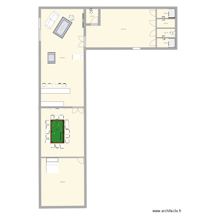 mezzanine blue. Plan de 9 pièces et 199 m2