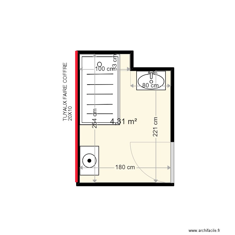 GOBERT FRANCIS - Plan 1 pièce 4 m2 dessiné par harmo59000