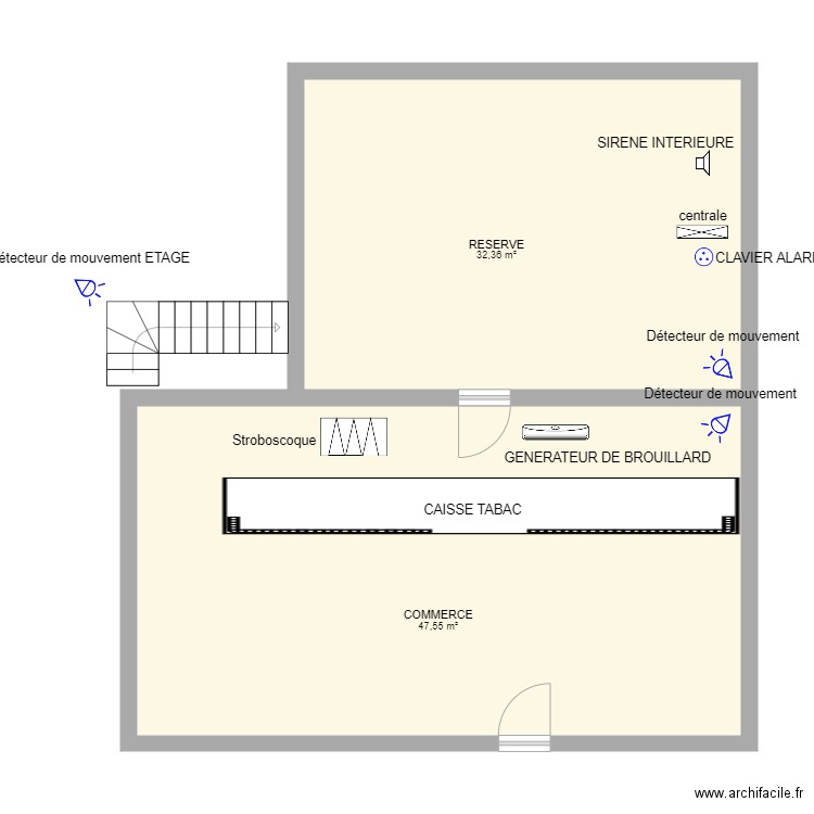 TABAC RIOT YOHAN PLAN INTRUSION . Plan de 2 pièces et 80 m2