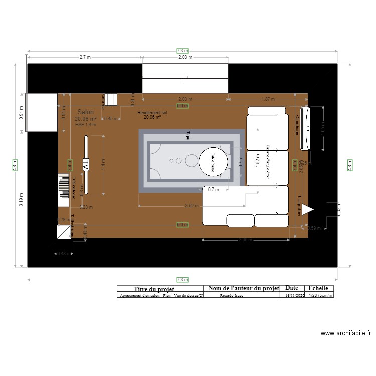 Agencement salon plan vue de dessus  Proposition 2 final. Plan de 0 pièce et 0 m2