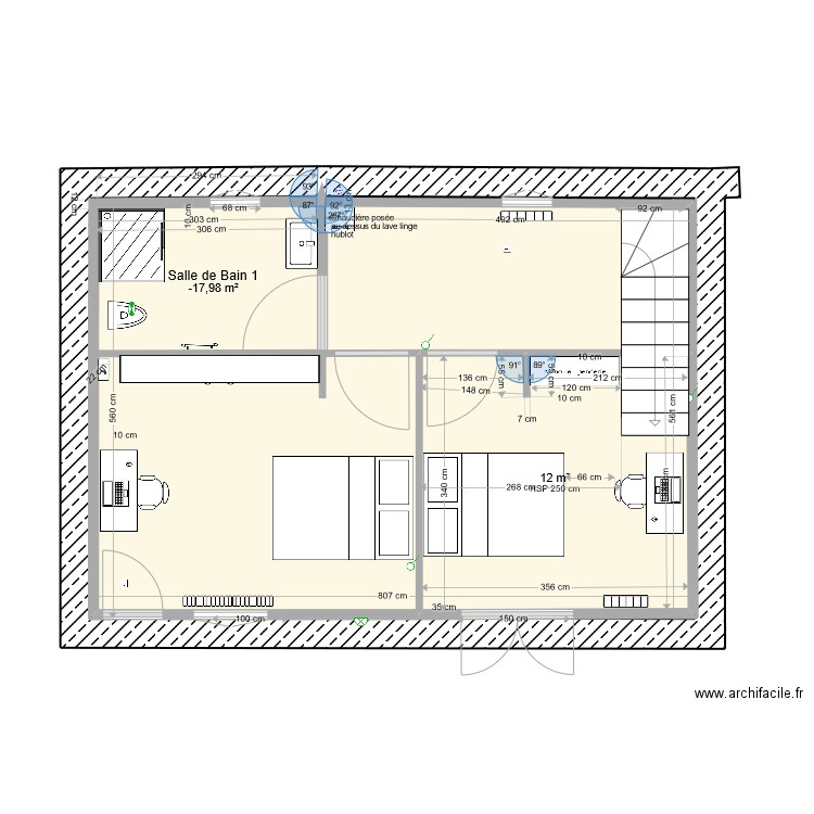 Parmentier rez_aout_2022. Plan de 2 pièces et 57 m2