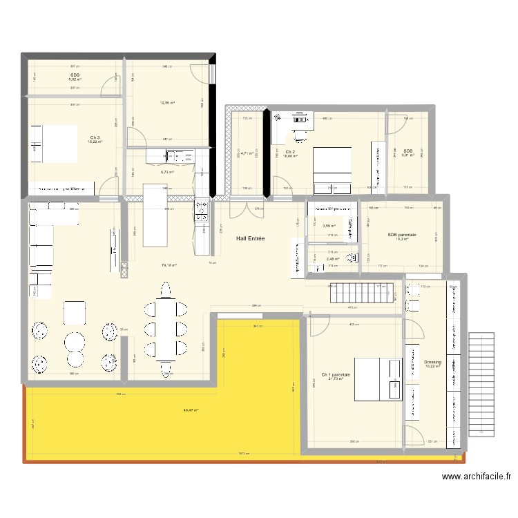 Plaideur extension 3 Ch vestiaire. Plan de 0 pièce et 0 m2