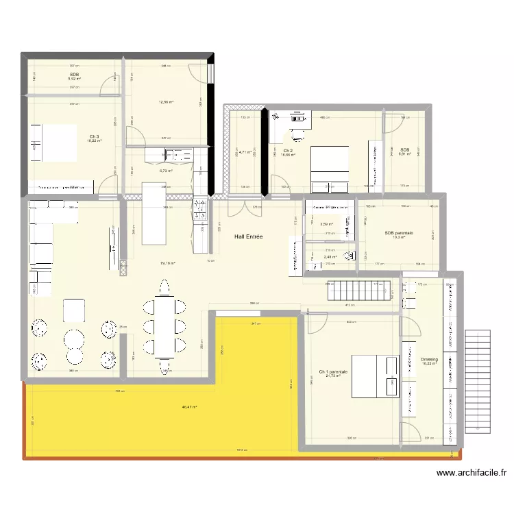 Plaideur extension 3 Ch vestiaire. Plan de Plaideur extension 3 Ch vestiaire. Plan de