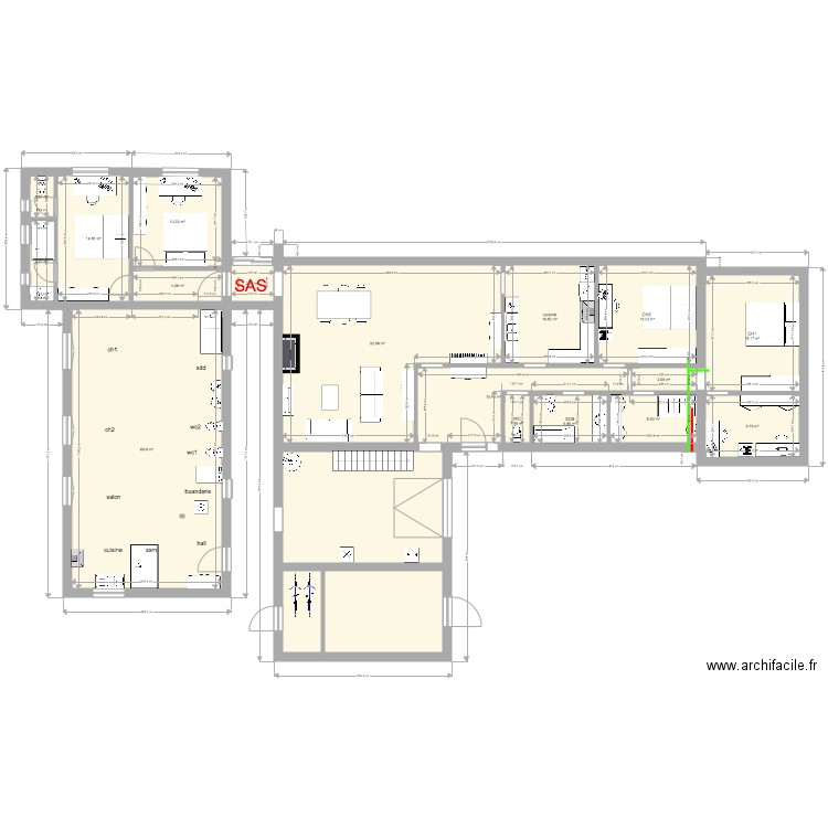 phase 1 avec maison. Plan de 0 pièce et 0 m2