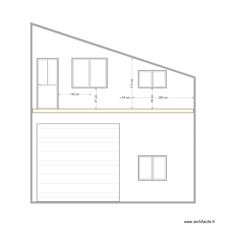 Facade est BATIMENT avec ouverture 2021. Plan de 