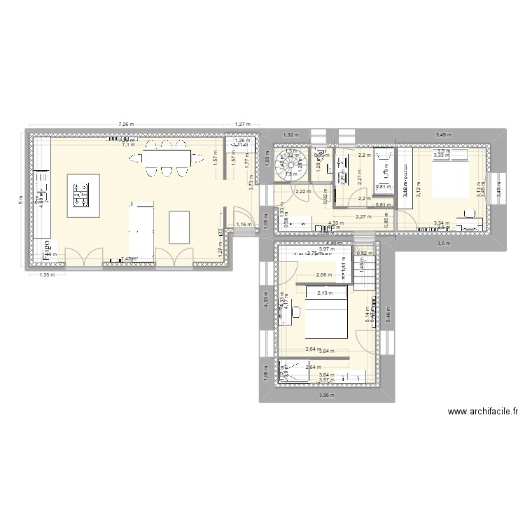 projet final. Plan de 9 pièces et 81 m2