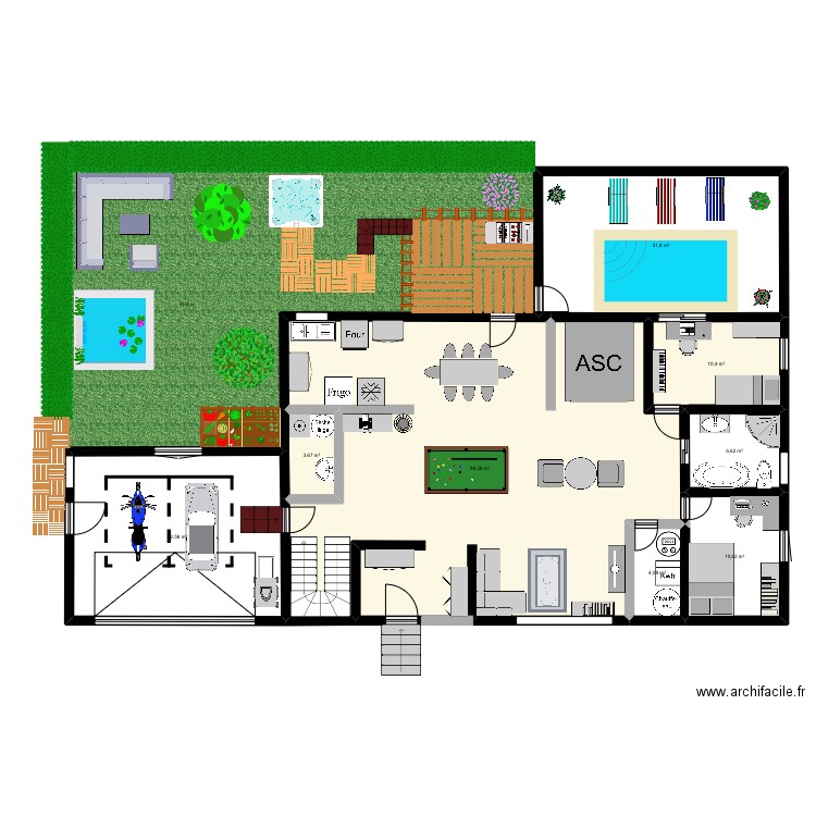Maison de haut. Plan de 8 pièces et 196 m2