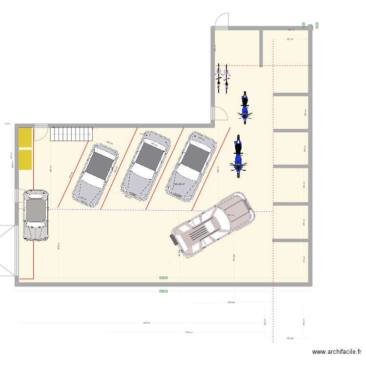 entrepot rdc. Plan de 1 pièce et 190 m2