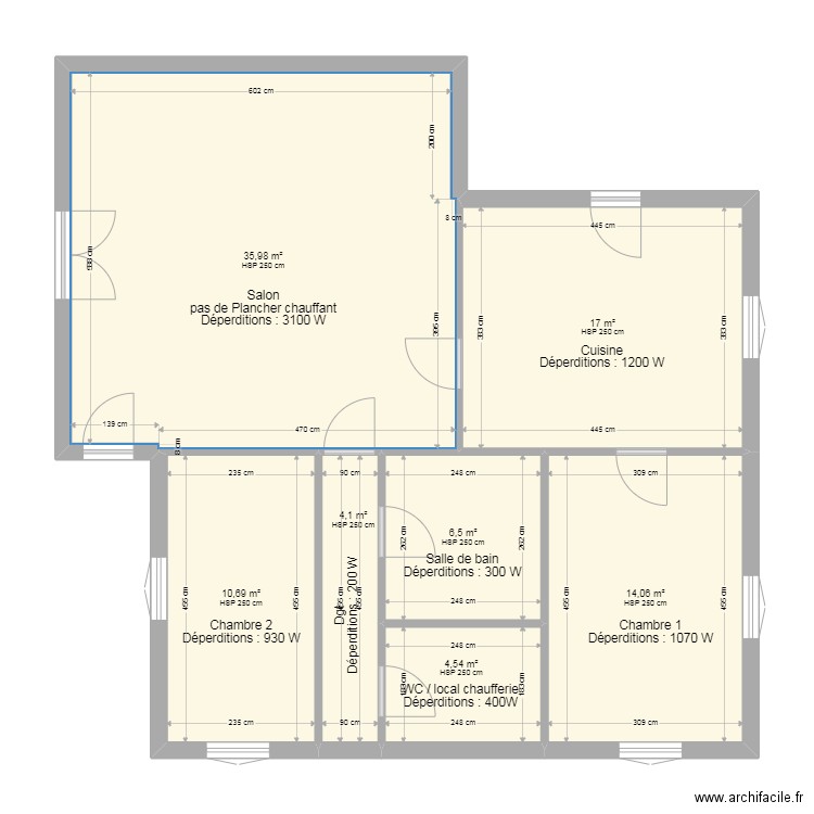 DENNEY/FOUCHIER. Plan de 7 pièces et 93 m2