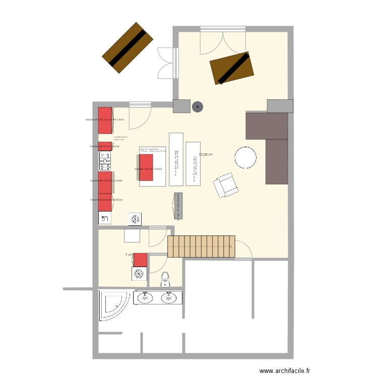 maison le cailar amenagement009. Plan de 2 pièces et 80 m2