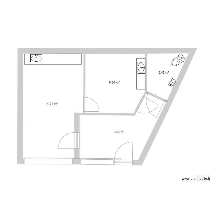 chaudanne. Plan de 4 pièces et 36 m2