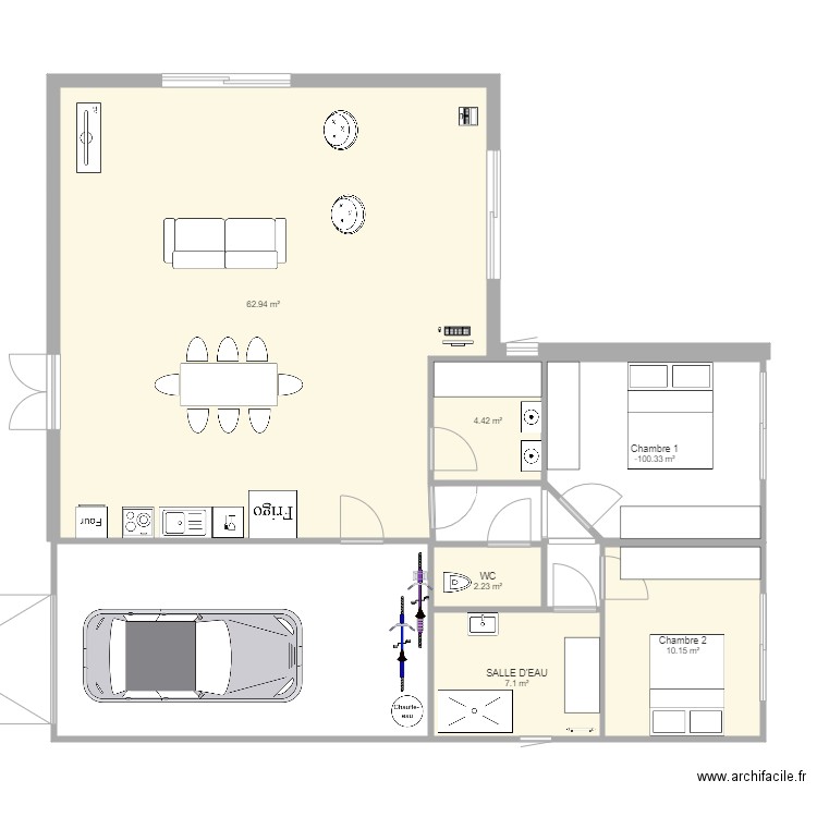 Maison en L avec PMR. Plan de 0 pièce et 0 m2