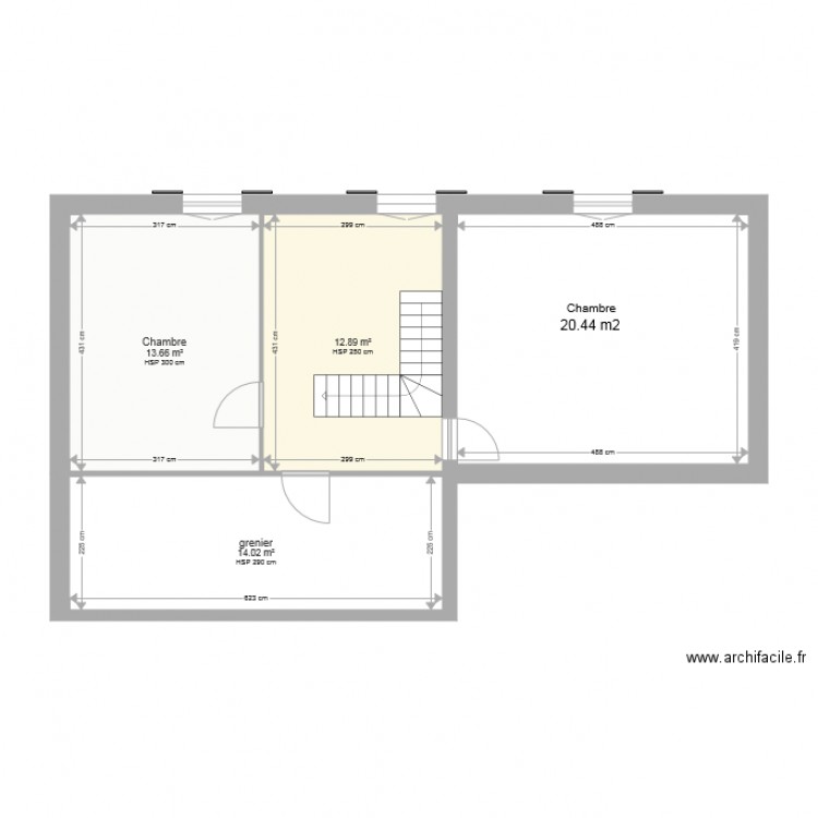 supression chambre sur palier etage Beychac. Plan de 0 pièce et 0 m2