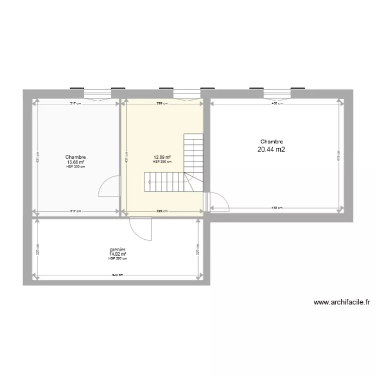 supression chambre sur palier etage Beychac. Plan de 
