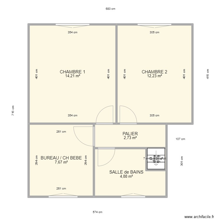 1ER ETAGE MARAIS. Plan de 6 pièces et 42 m2