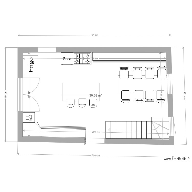 Cuisine seule. Plan de 0 pièce et 0 m2