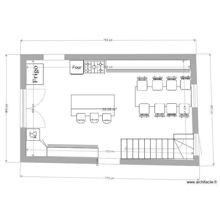 Cuisine seule. Plan de Cuisine seule. Plan de