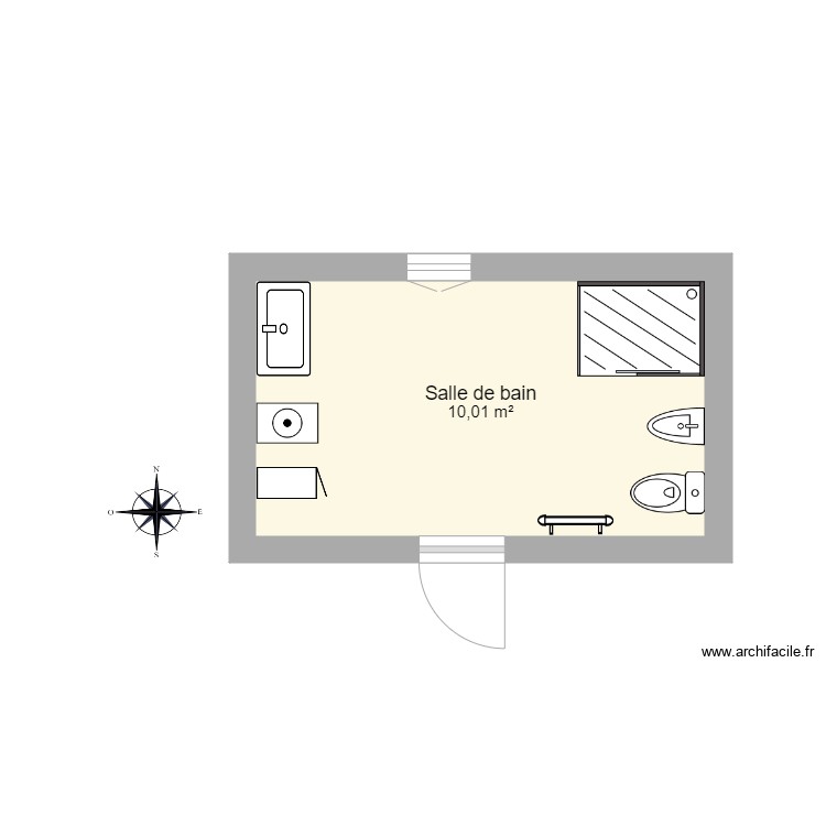 Salle de bain - Plan 1 pièce 10 m2 dessiné par chaymaa...