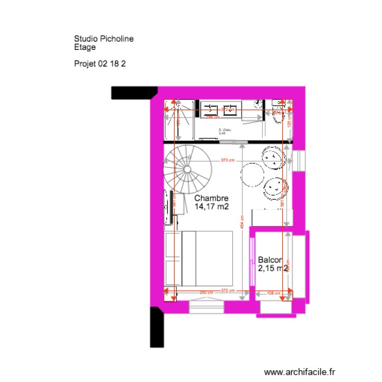 Studio Picholine 02 18 Etage Projet 2. Plan de 0 pièce et 0 m2