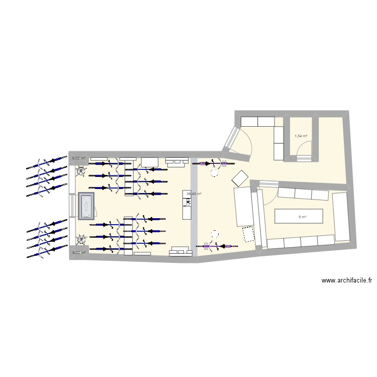 Garage Gare St Jean. Plan de 5 pièces et 49 m2