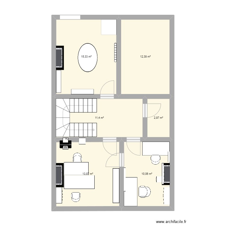 1er. Plan de 6 pièces et 66 m2