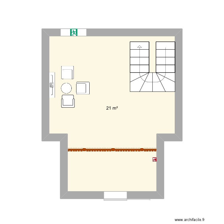 Entrée de la salle de sport FITNESS PROGRESS. Plan de 1 pièce et 21 m2