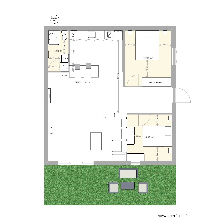 APPART BERRE F4 e. Plan de 3 pièces et 26 m2