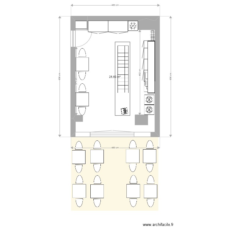 la saladerie. Plan de 1 pièce et 26 m2