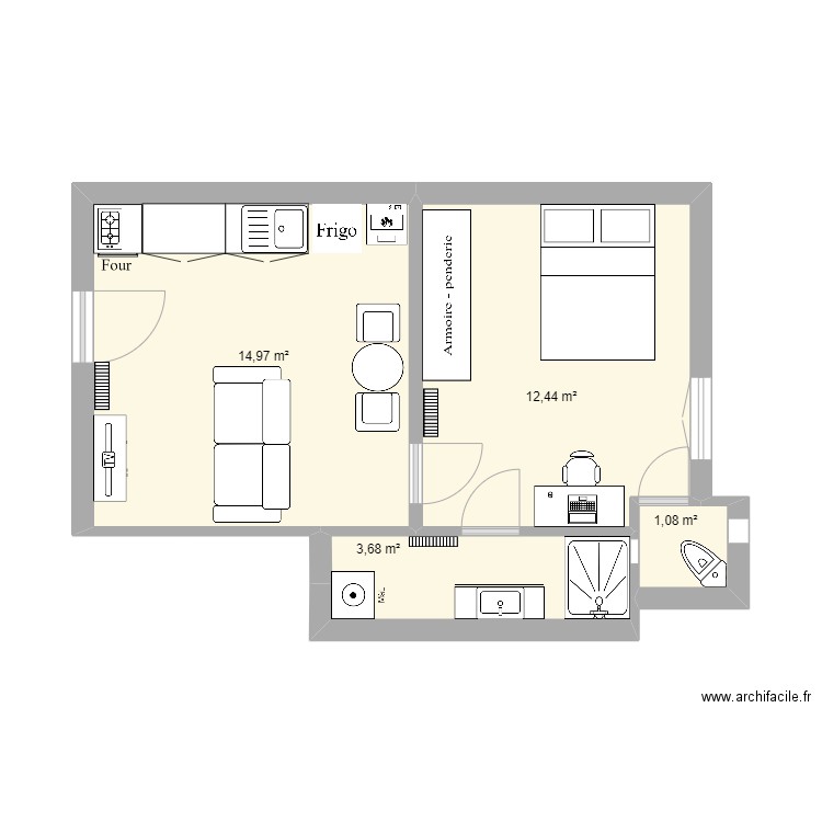 Projet LANNES - Proposition. Plan de 4 pièces et 32 m2