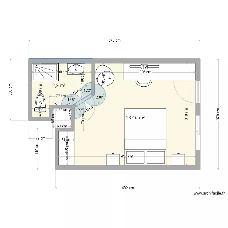 RDC ANTIBES - STUDETTE. Plan de 