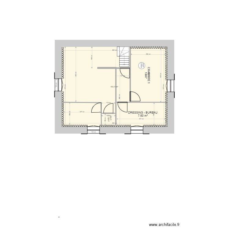 logement communal ETAGE 2. Plan de 1 pièce et 59 m2