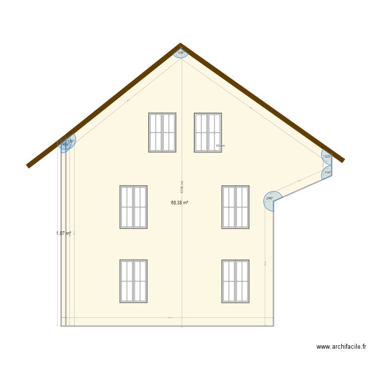 facade est fayolle. Plan de 4 pièces et 74 m2