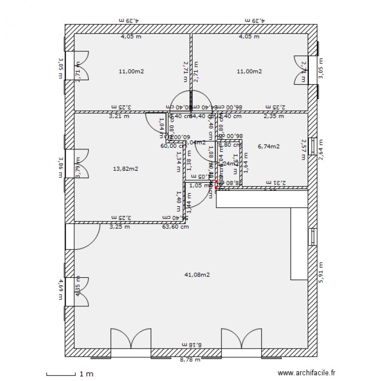 maison sandrine rectangle. Plan de 0 pièce et 0 m2