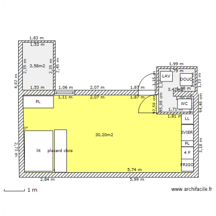 BREMONTIER RDC vers stud. Plan de 0 pièce et 0 m2