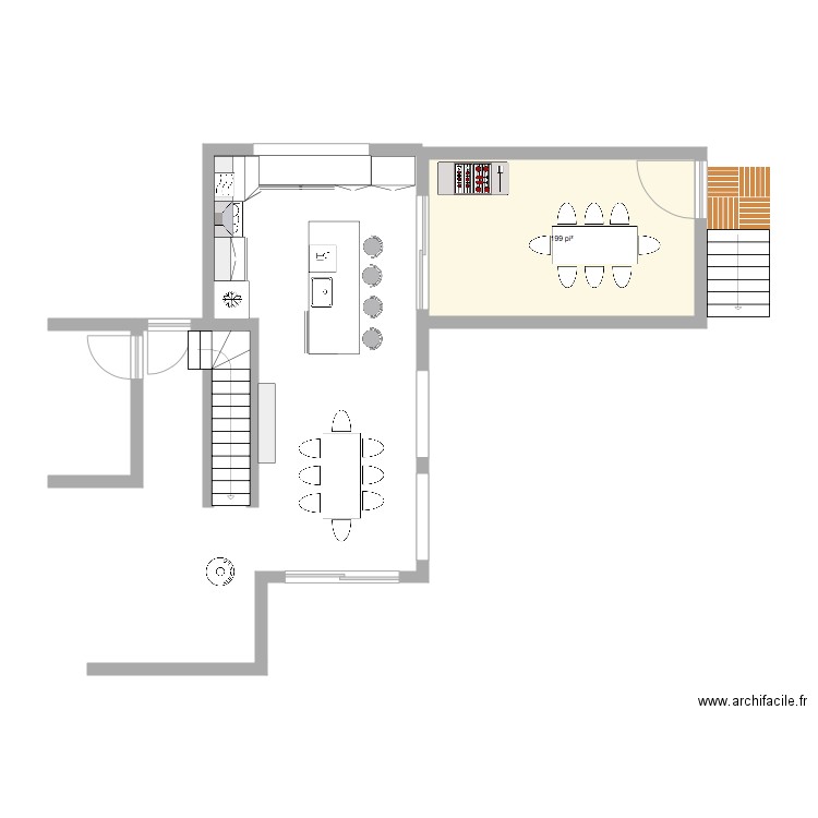 CUISINE CHALET 2. Plan de 1 pièce et 18 m2