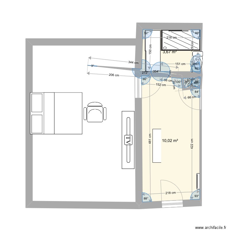 Appartement. Plan de 3 pièces et 14 m2