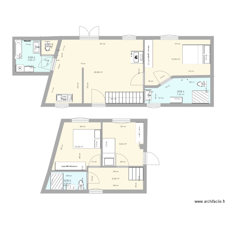 APPART XAVIER APRES travaux VERS 5. Plan de 0 pièce et 0 m2