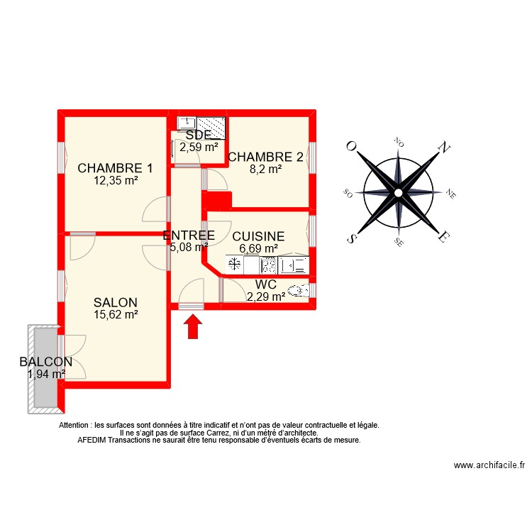 BI 12192. Plan de 11 pièces et 59 m2