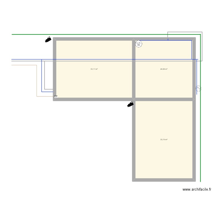 plan container 3. Plan de 3 pièces et 92 m2