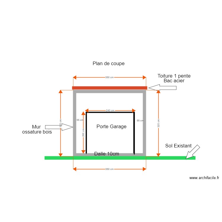 plan de coupe Rodwan. Plan de 2 pièces et 9 m2